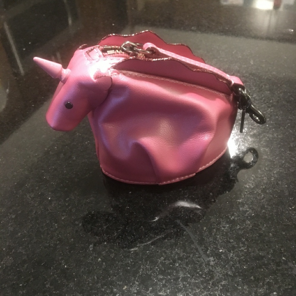 Coach Uni pink leather unicorn coin pouch